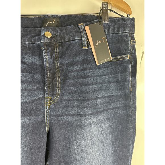 NWT JEN7 Split-Hem Slim Bootcut Jeans Dark Wash Sandblasted Stretch Plus Size 16 - Picture 5 of 14